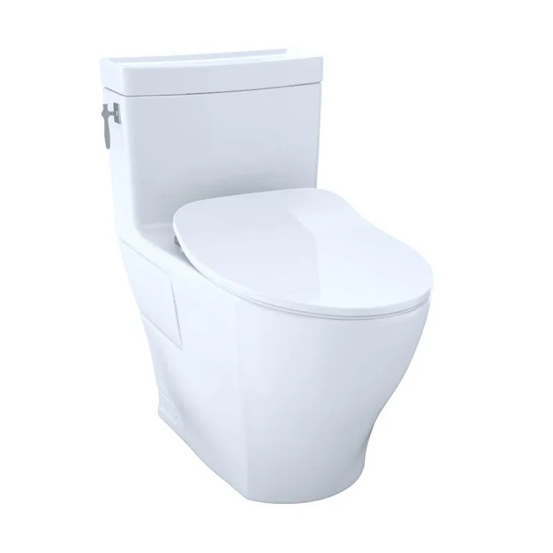 TOTO Aimes 1.28 GPF Cotton One-Piece High-Efficiency Toilet With CEFIONTECT and Seat Latest