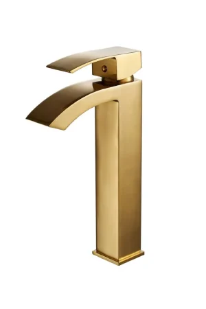 Express Delivery Vinnova Noya 11" Single Hole Brushed Gold High Arc Vessel Bathroom Sink Faucet