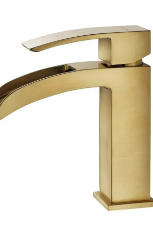 Mega Sale Vinnova Liberty 6" Single Hole Brushed Gold Low Arc Waterfall Bathroom Sink Faucet