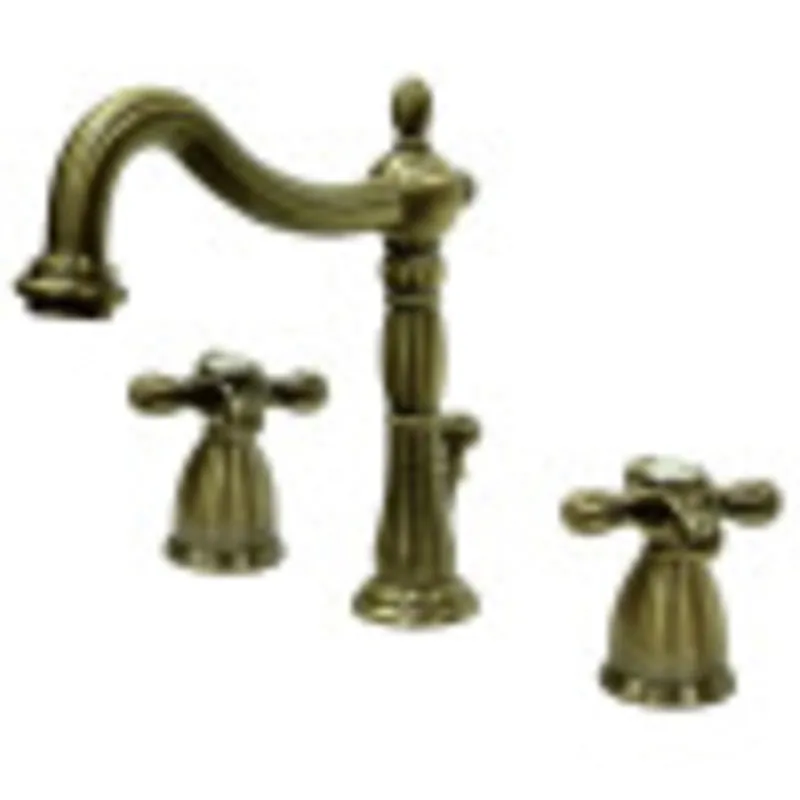 Popular Kingston Brass KB1973AX Heritage Widespread Bathroom Faucet with Brass Pop-Up, Antique Brass