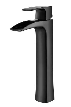 Must Have Vinnova Ciara 12" Single Hole Matte Black High Arc Waterfall Vessel Bathroom Sink Faucet