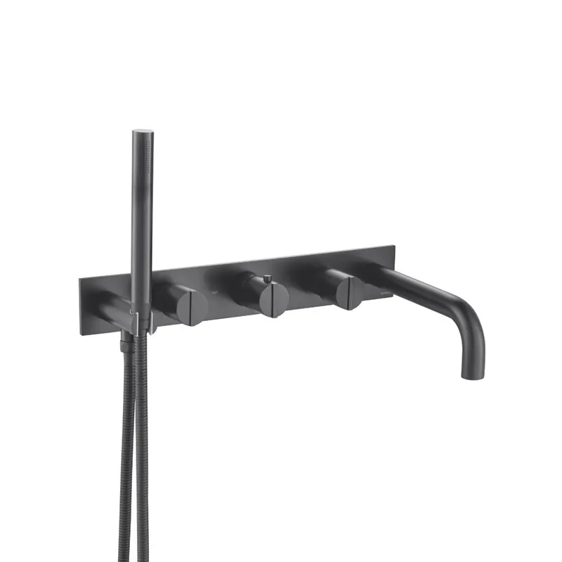 High Quality Flusso Faucets Serie 145 Wall Mount Tub Filler With Hand Shower in Matte Black
