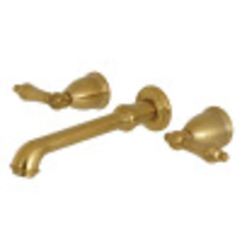 Hot Picks Kingston Brass KS7127AL 8-Inch Center Wall Mount Bathroom Faucet, Brushed Brass