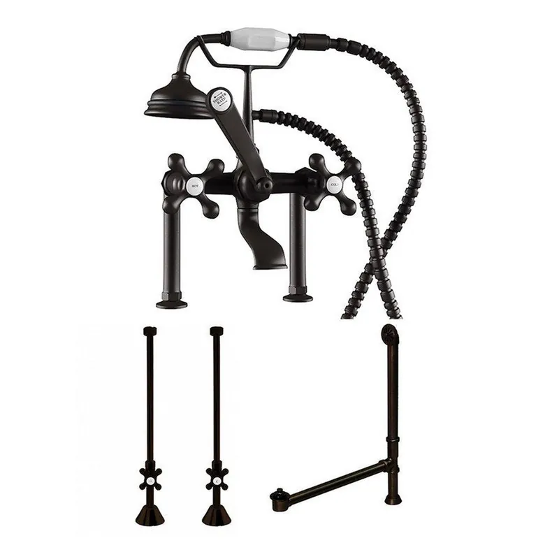 Cambridge Plumbing Complete Package Including Oil Rubbed Bronze 6" Riser Deck Mount Faucet, Supply Lines, Drain And Overflow Assembly Don’t Miss Out
