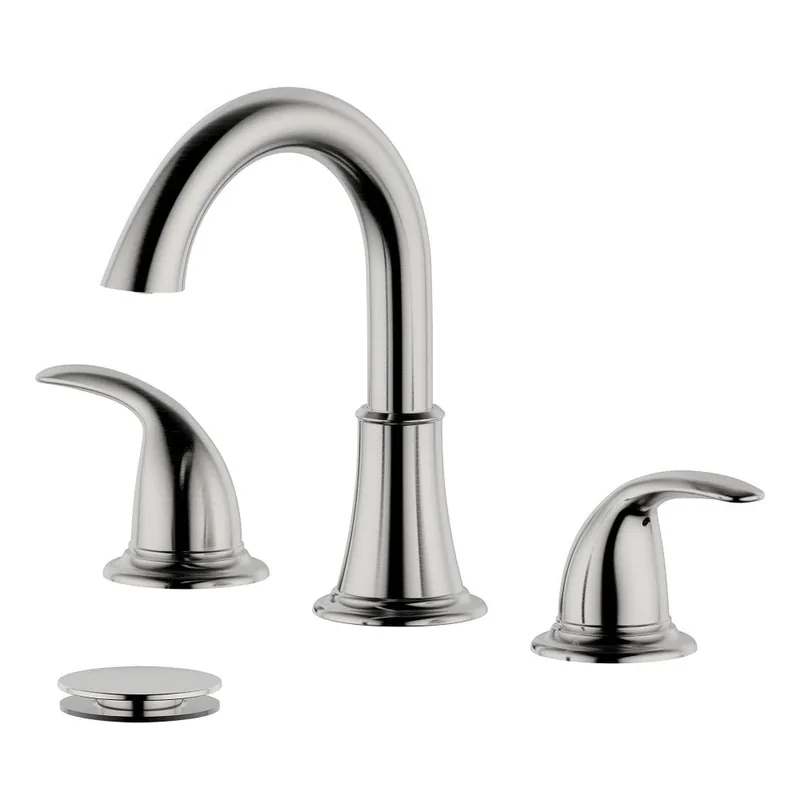 Must Have Bellaterra Home Karmel 7" Double-Handle Widespread Brushed Nickel Bathroom Sink Faucet With Overflow Drain Assembly