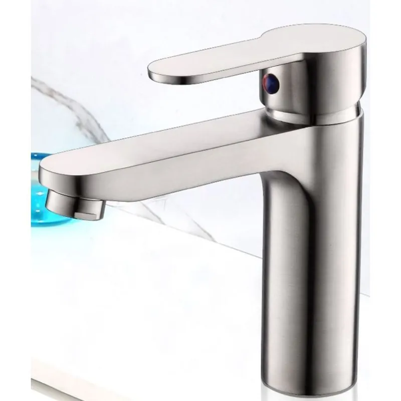 Vanity Art 6" Brushed Nickel Single Hole Dazzling Mirror-Like Look Modern Bathroom Vessel Sink Faucet Clearance