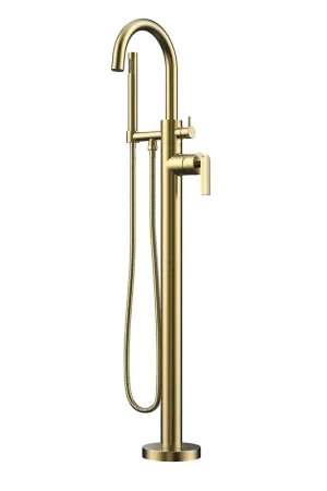 Instant Buy Fortis 601360CBG Vitrina Brushed Gold Solid Brass Single-Handle Floor-Mounted Tub Faucet With Shower Handle