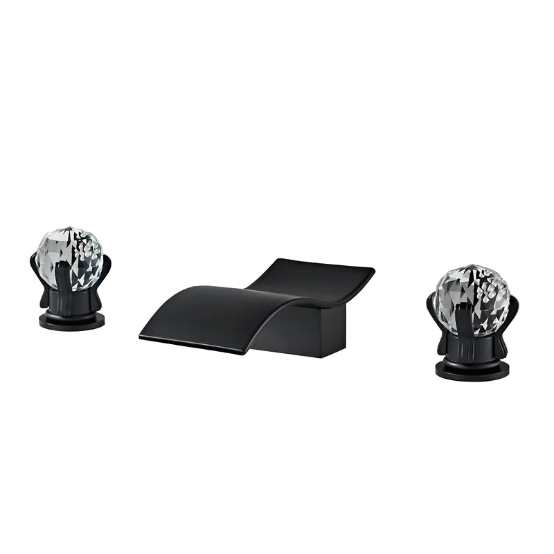 Bargain Fontana Teruel 8" Widespread Dual Handle Deck Mounted Hot and Cold Matte Black Bathtub Faucet