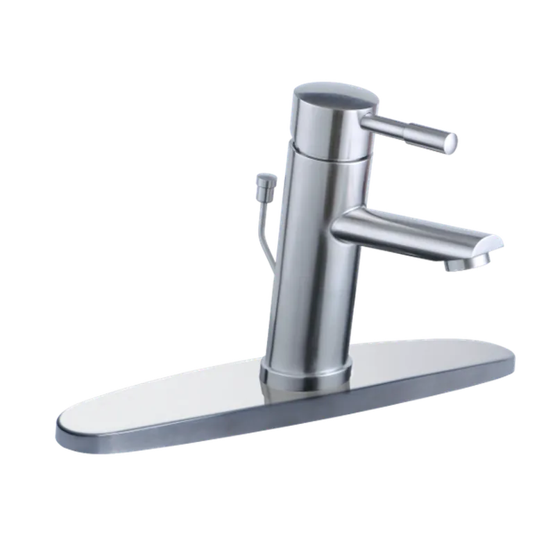 Last Chance AFAstainless Solid T-304 Brushed Stainless Steel Modern Single Handle Bathroom Faucet With Stainless Steel Pop-up Drain