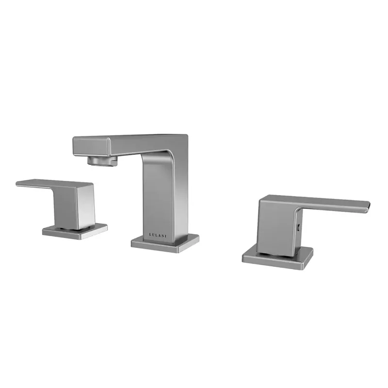 Today Only Lulani Capri Brushed Nickel 1.2 GPM 2-Lever Handle 3-Hole Widespread Brass Faucet With Drain Assembly