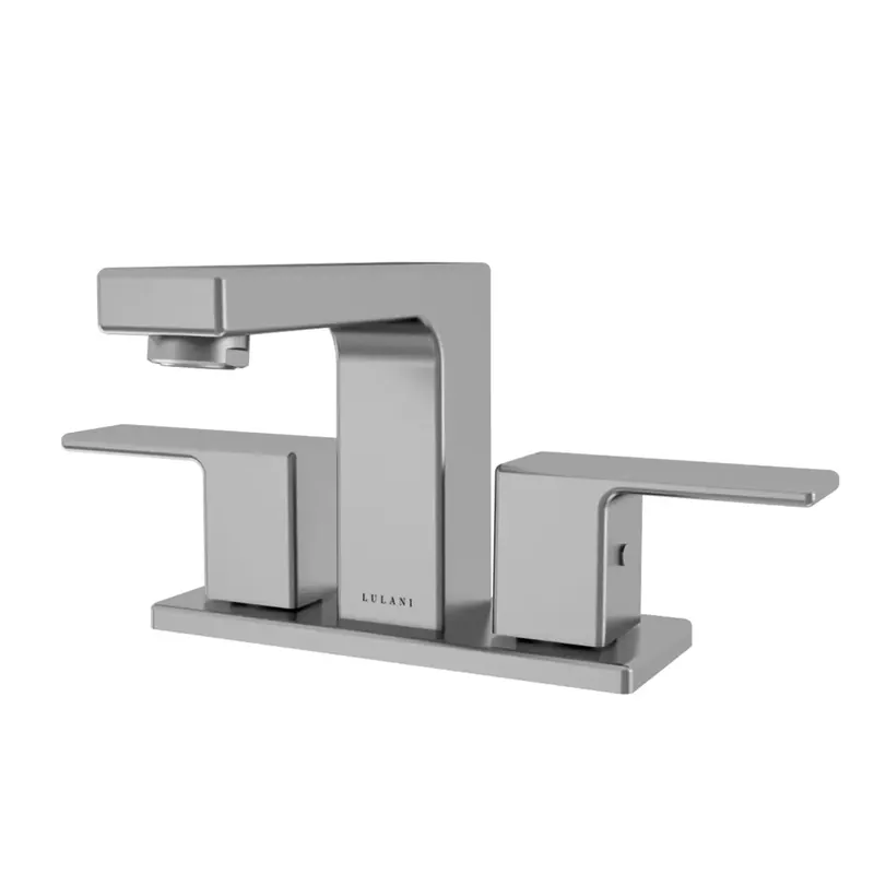 Worldwide Shipping Lulani Capri Brushed Nickel 1.2 GPM 2-Lever Handle 3-Hole Centerset Brass Faucet With Drain Assembly