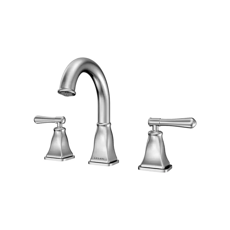 Lulani Aurora Brushed Nickel 1.2 GPM Double Handle Widespread Brass Faucet With Drain Assembly Hassle-Free Returns