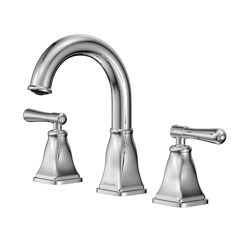 Lulani Aurora Chrome 1.2 GPM Double Handle Widespread Brass Faucet With Drain Assembly Limited Offer