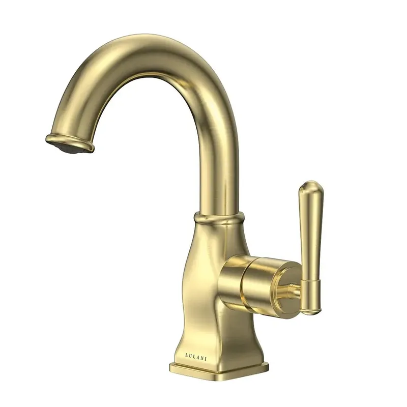Deal Lulani Aurora Champagne Gold 1.2 GPM Single Hole 1-Handle Brass Faucet With Drain Assembly