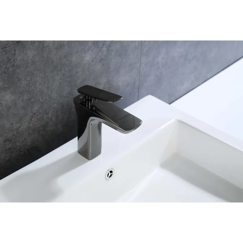 Legion Furniture ZY1013 Glossy Black Brass Material Faucet With Pop-up Drain Premium
