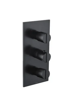 Warranty Included Flusso Faucets Serie 145 3/4" Matte Black Thermostatic Valve & Trim - 4 Output
