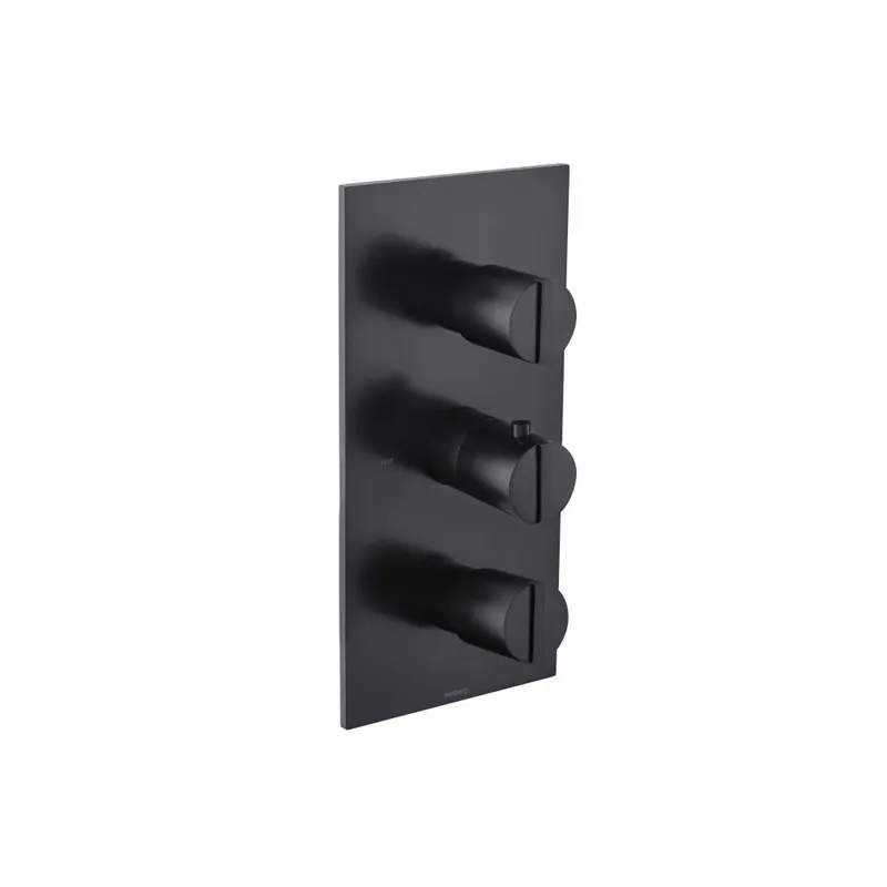 Warranty Included Flusso Faucets Serie 145 3/4" Matte Black Thermostatic Valve & Trim - 4 Output