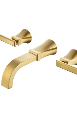While Supplies Last Flusso Faucets Serie 230 Satin Brass PVD Two Handle Wall Mounted Tub Filler