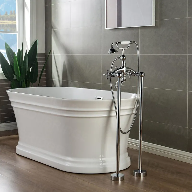 Hot Deal WoodBridge F0017CH Chrome Freestanding Clawfoot Tub Filler Faucet With Hand Shower and Hose