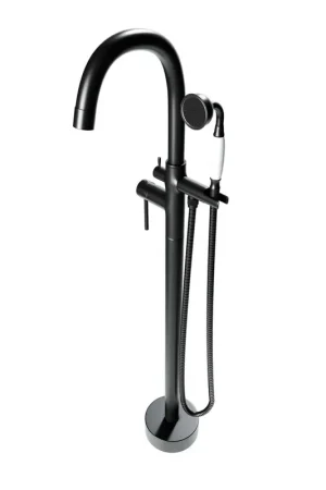 Secure Checkout Castello USA Neptune Matte Black Drift Freestanding Bathtub Filler With Shower Attachment