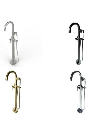 High Quality Castello USA Neptune Chrome Drift Freestanding Bathtub Filler With Shower Attachment