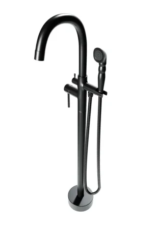 Hot Deal Castello USA Neptune Matte Black Breeze Freestanding Bathtub Filler With Shower Attachment
