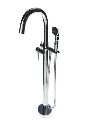 Castello USA Neptune Chrome Breeze Freestanding Bathtub Filler With Shower Attachment Free Returns