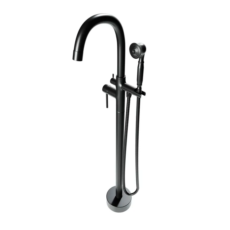 Castello USA Neptune Matte Black Float Freestanding Bathtub Filler With Shower Attachment Discount