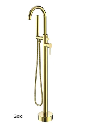 Castello USA Neptune Brushed Gold Standard Freestanding Bathtub Filler With Shower Attachment While Supplies Last