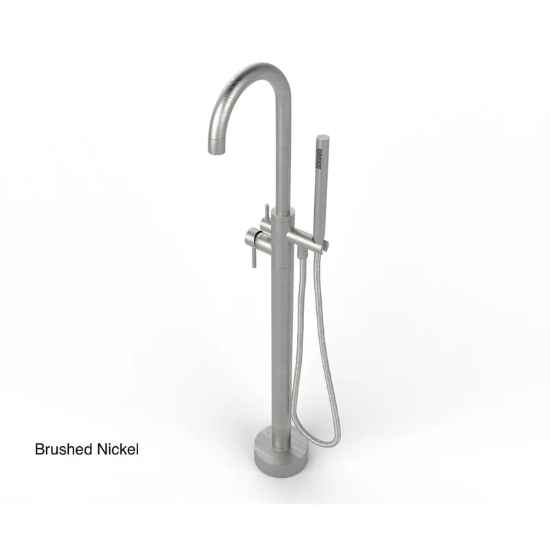 Castello USA Neptune Brushed Nickel Standard Freestanding Bathtub Filler With Shower Attachment Fresh Stock