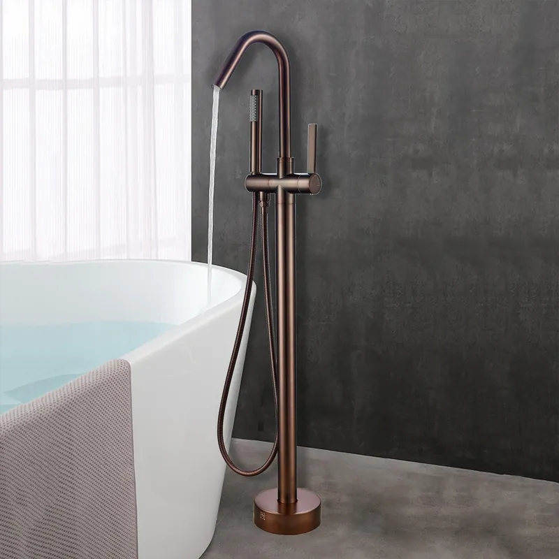 Vanity Art VA2034 40" Oil Rubbed Bronze Freestanding Floor Mounted Bathtub Faucet With Handheld Shower and Single Diverter Knob Top Pick