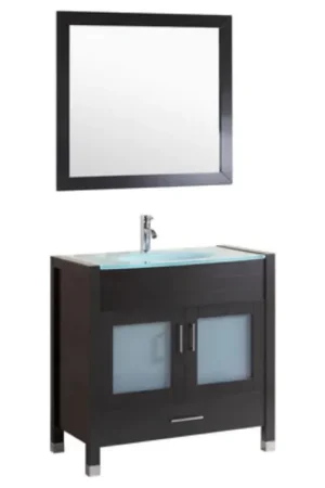 LessCare 36" Black Vanity Sink Base Cabinet with Mirror - Style 3 Price Drop