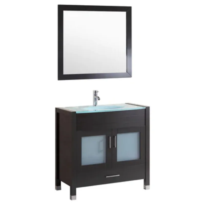 LessCare 36" Black Vanity Sink Base Cabinet with Mirror - Style 3 Price Drop