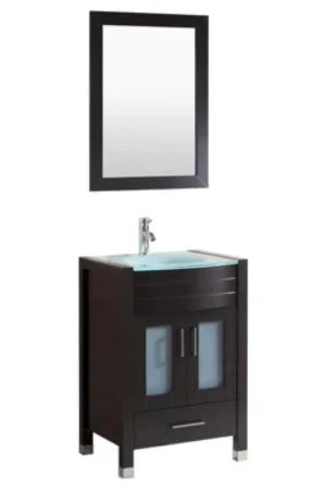 LessCare 24" Black Vanity Sink Base Cabinet with Mirror - Style 3 Sale