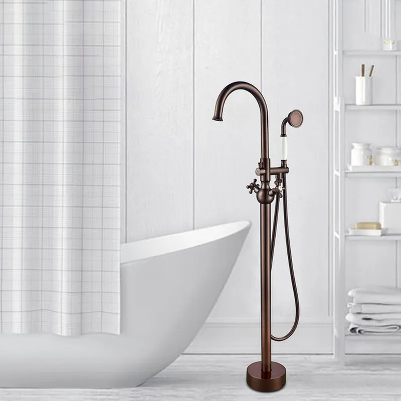 Vanity Art VA2029 47" H Oil Rubbed Bronze Freestanding Floor Mounted Bathtub Faucet With Handheld Shower Flash Sale