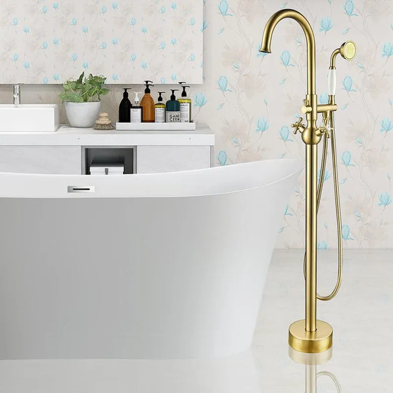 Vanity Art VA2029 47" H Brushed Bronze Freestanding Floor Mounted Bathtub Faucet With Handheld Shower Low Price