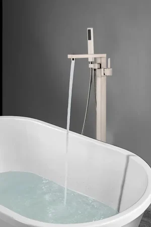 Price Cut Vanity Art VA2011 34" Brushed Nickel Freestanding Floor Mounted Bathtub Faucet With Handheld Shower