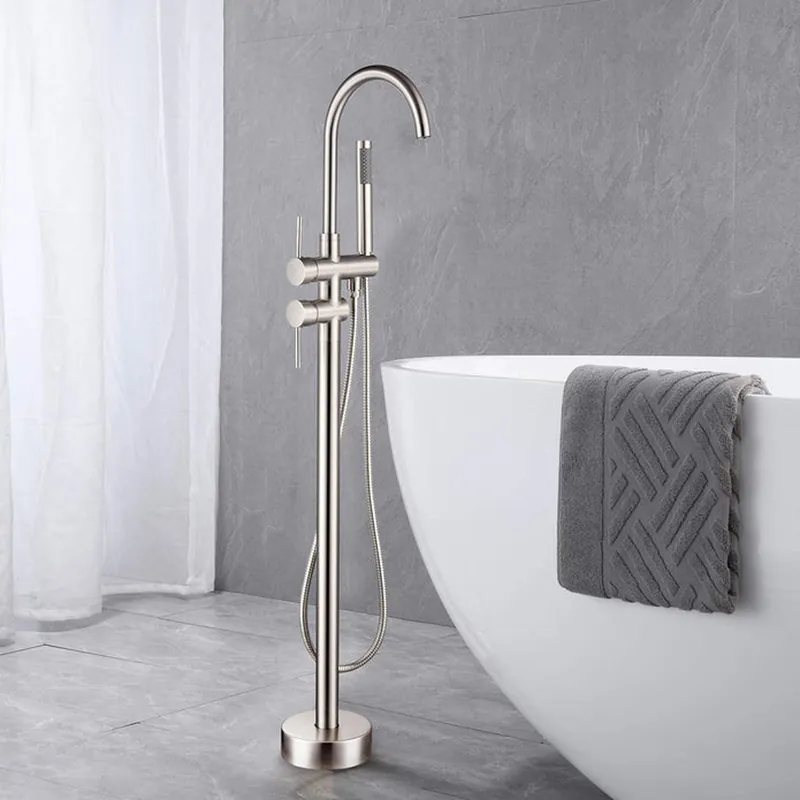 Vanity Art VA2012 47" Brushed Nickel Freestanding Waterfall Bathtub Faucet Discount