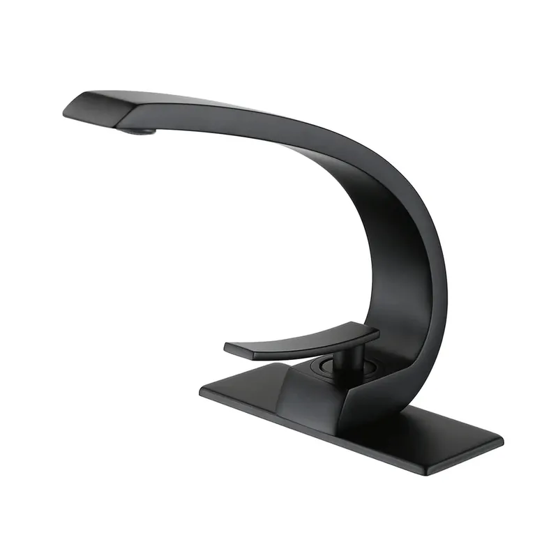 Factory Price RBROHANT RB0725 Single Hole Matte Black Solid Brass Deck Mounted Bathroom Faucet
