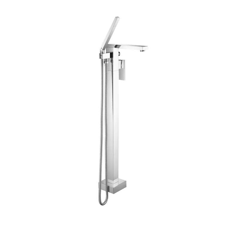 Flusso Faucets Serie 160 Freestanding Floor Mount Bathtub / Tub Filler With Hand Shower in Polished Nickel Hot Deal
