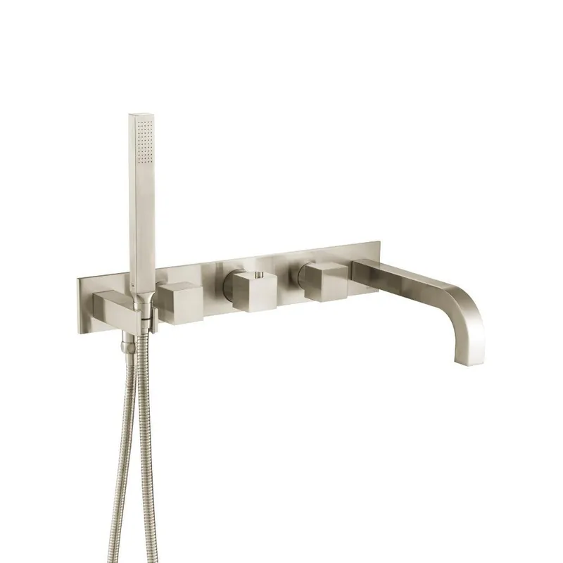 Mega Sale Flusso Faucets Serie 160 Wall Mount Tub Filler With Hand Shower in Brushed Nickel