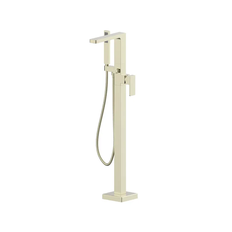 Flusso Faucets Serie 196 Freestanding Floor Mount Bathtub / Tub Filler With Hand Shower in Polished Nickel Modern