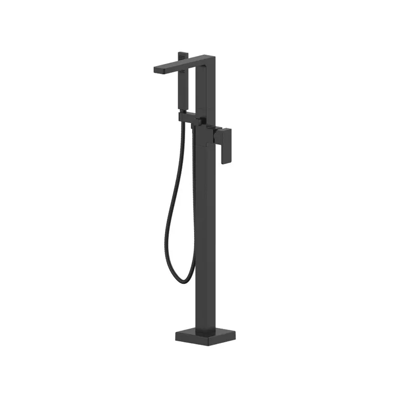 Hot Deal Flusso Faucets Serie 196 Freestanding Floor Mount Bathtub / Tub Filler With Hand Shower in Matte Black