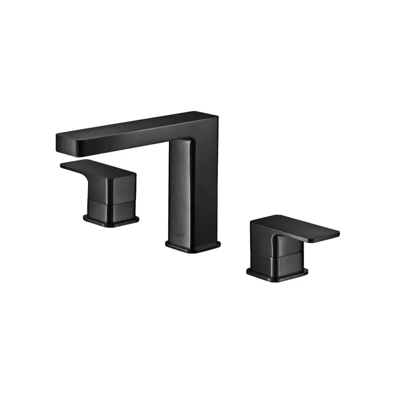 Mega Sale Flusso Faucets Serie 196 8" Widespread Three Hole Two Handle Bathroom Faucet in Gloss Black