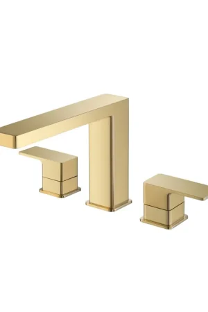 Viral Flusso Faucets Serie 196 3 Hole Deck Mount Roman Tub Faucet in Satin Brass