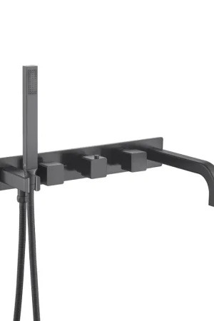 Direct From Factory Flusso Faucets Serie 196 Wall Mount Tub Filler With Hand Shower in Matte Black