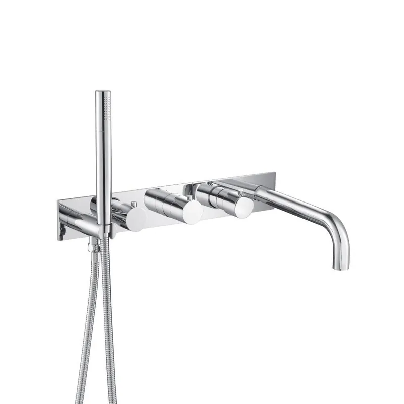 Place Order Flusso Faucets Serie 100 Wall Mount Tub Filler With Hand Shower in Chrome