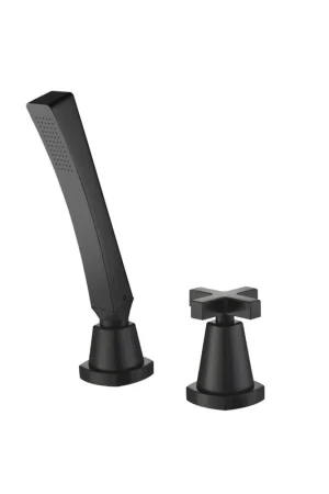Warranty Included Flusso Faucets Serie 240 Deck Diverter With Holder and Hose in Matte Black