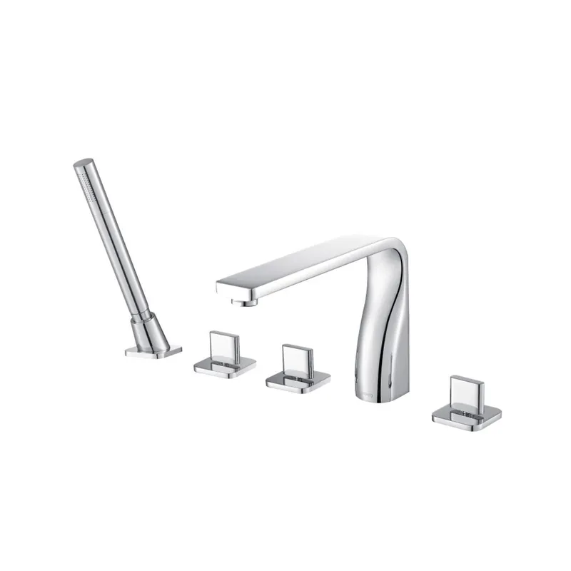 Crafted Flusso Faucets Serie 260 Five Hole Deck Mounted Roman Tub Faucet With Hand Shower in Chrome