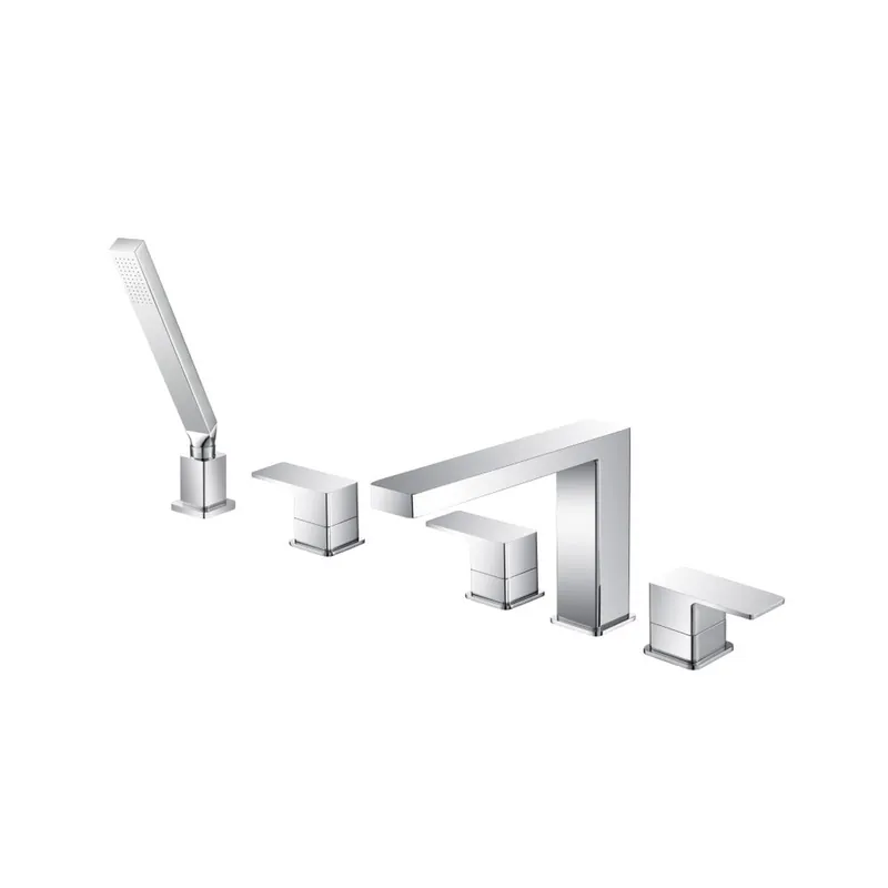 Flusso Faucets Serie 196 Five Hole Deck Mounted Roman Tub Faucet With Hand Shower in Chrome Premium